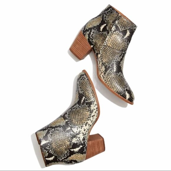 NWT Madewell Ankle Boots in Snake Embossed Leather - Size 5.5 - Picture 4 of 4